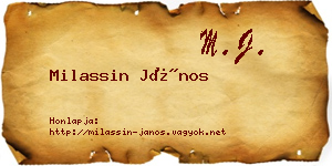Milassin János névjegykártya